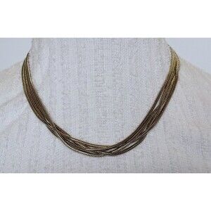 Multiple Silvertone Snake Chain Collar Necklace 16 in Magnetic Clasp Versatile
